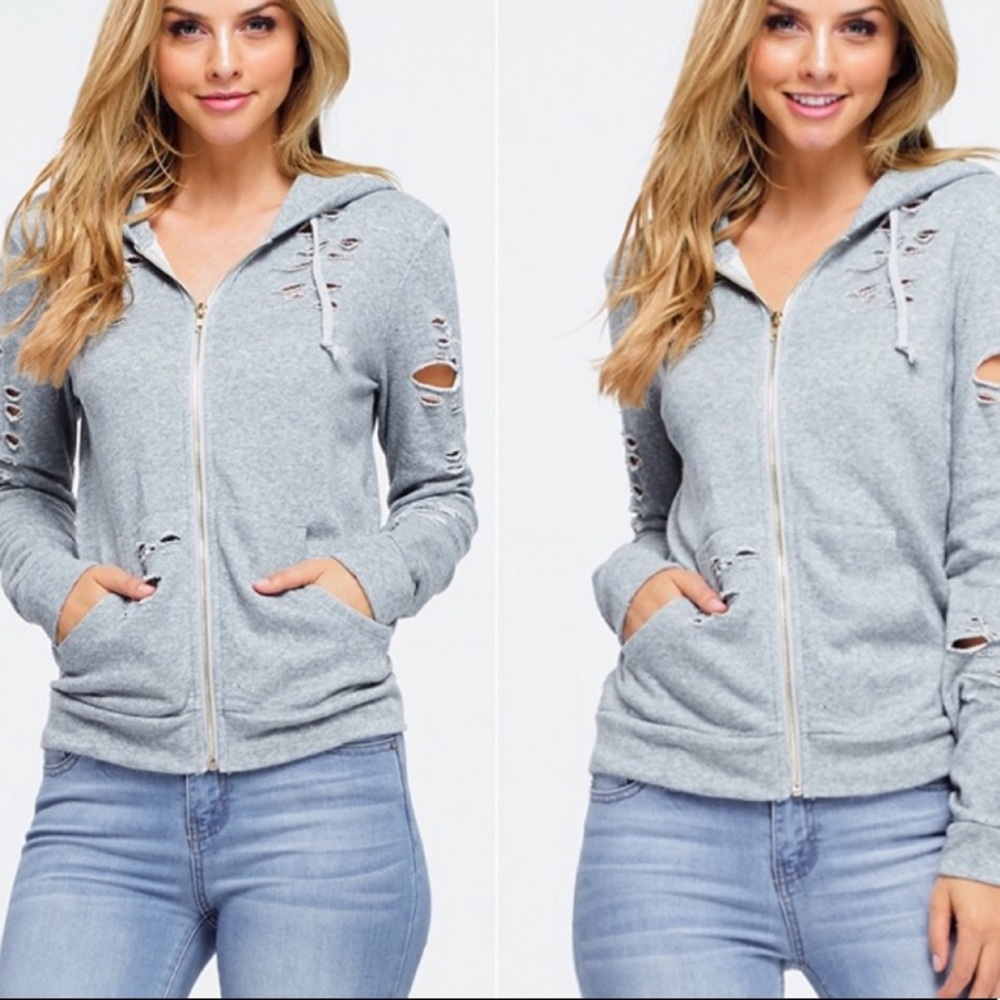 NWT Lightweight distressed Hoodie